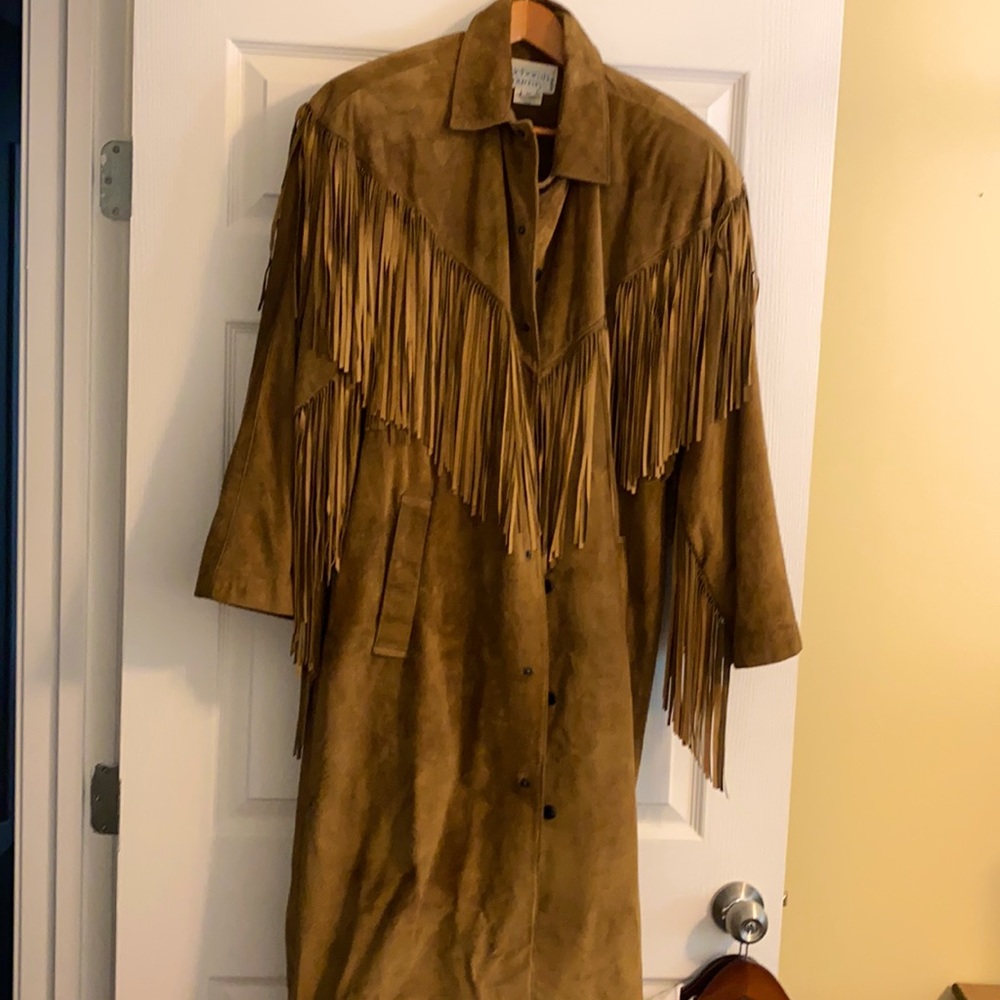 Vintage Deborah Murray fringed suede duster coat
